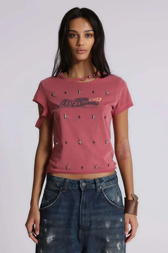 Camiseta «Rally» desgastada y decorada