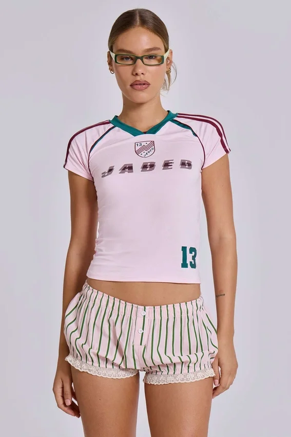 Camiseta rosa de fútbol para bebé n.º 13
