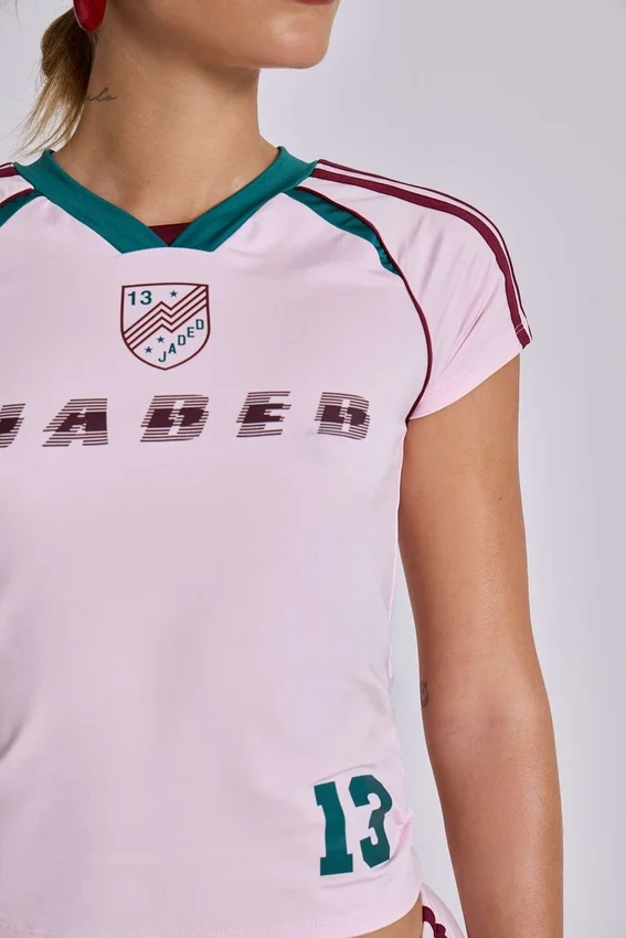 Camiseta rosa de fútbol para bebé n.º 13