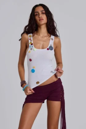 Camiseta sin mangas con botones Serolyn