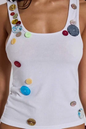 Camiseta sin mangas con botones Serolyn