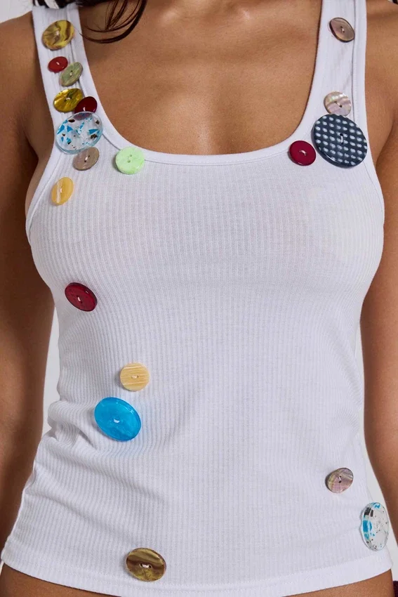 Camiseta sin mangas con botones Serolyn