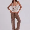 Camiseta sin mangas con lentejuelas Addison en color arena