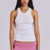 Camiseta sin mangas larga de canalé blanca