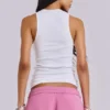 Camiseta sin mangas larga de canalé blanca