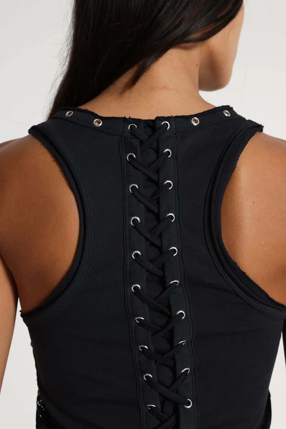 Camiseta sin mangas «Ramona» con efecto Burnout en negro