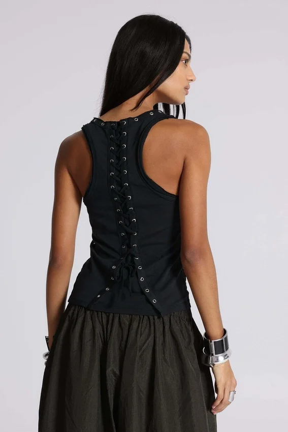 Camiseta sin mangas «Ramona» con efecto Burnout en negro