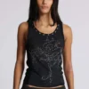 Camiseta sin mangas «Ramona» con efecto Burnout en negro