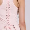 Camiseta sin mangas «Ramona» con efecto Burnout en rosa