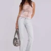 Camiseta sin mangas «Ramona» con efecto Burnout en rosa