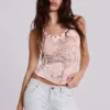 Camiseta sin mangas «Ramona» con efecto Burnout en rosa
