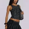Camiseta sin mangas «tankini» con tachuelas de Silvra