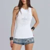 Camiseta tipo chaleco con flor de lis de strass de Rock Revival