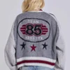Chaqueta bomber de punto gris del Team 85