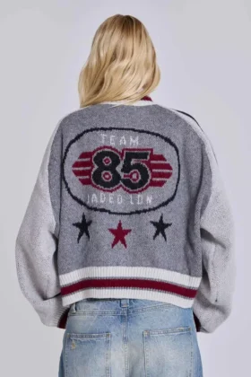 Chaqueta bomber de punto gris del Team 85
