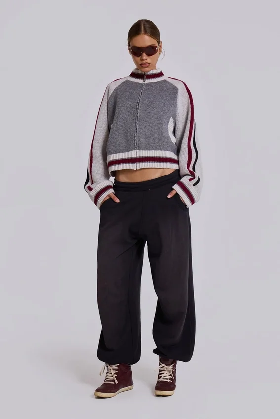 Chaqueta bomber de punto gris del Team 85