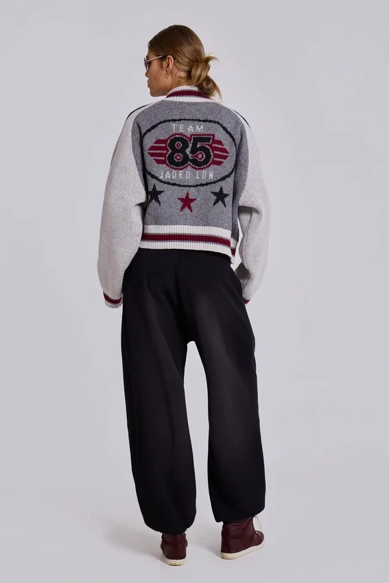 Chaqueta bomber de punto gris del Team 85