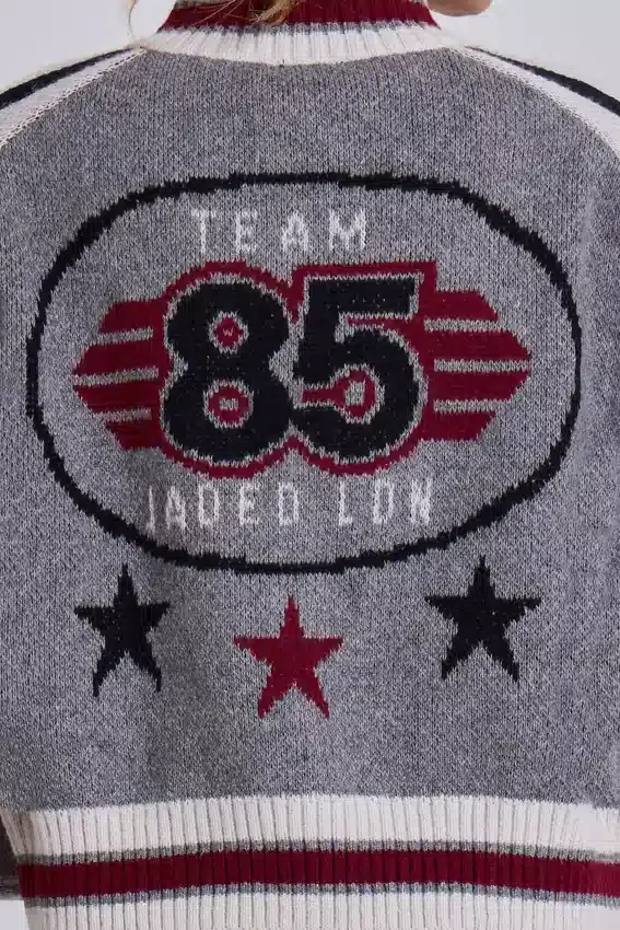 Chaqueta bomber de punto gris del Team 85
