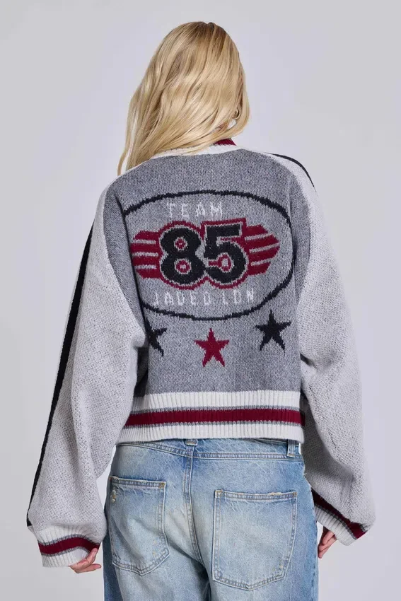 Chaqueta bomber de punto gris del Team 85