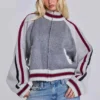 Chaqueta bomber de punto gris del Team 85