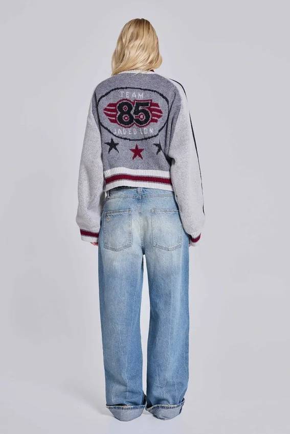 Chaqueta bomber de punto gris del Team 85
