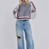 Chaqueta bomber de punto gris del Team 85