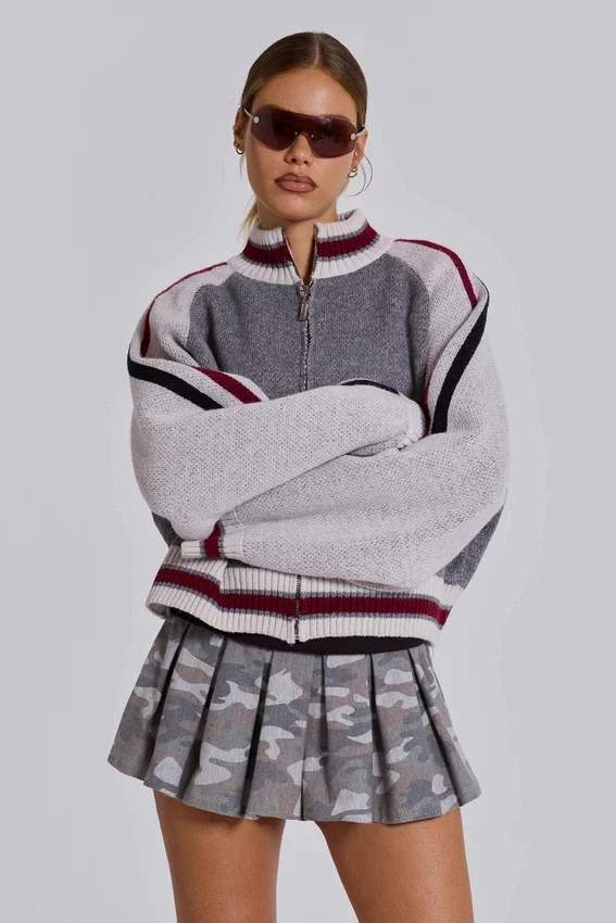 Chaqueta bomber de punto gris del Team 85