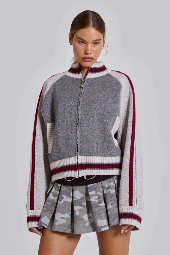 Chaqueta bomber de punto gris del Team 85
