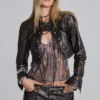 Chaqueta corta militar de cuero sintético «Alektra»