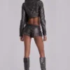 Chaqueta corta militar de cuero sintético «Alektra»