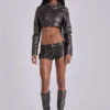 Chaqueta corta militar de cuero sintético «Alektra»