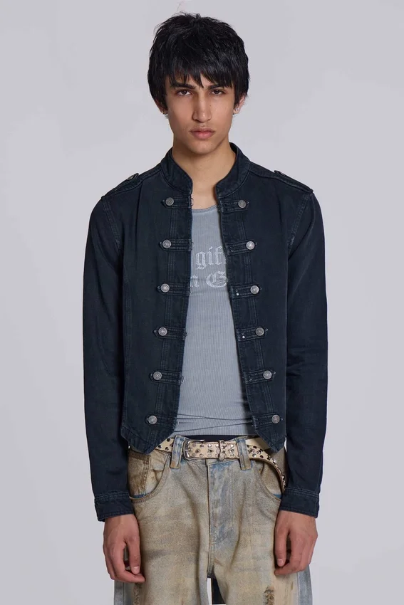 Chaqueta militar «Rebel» en negro lavado
