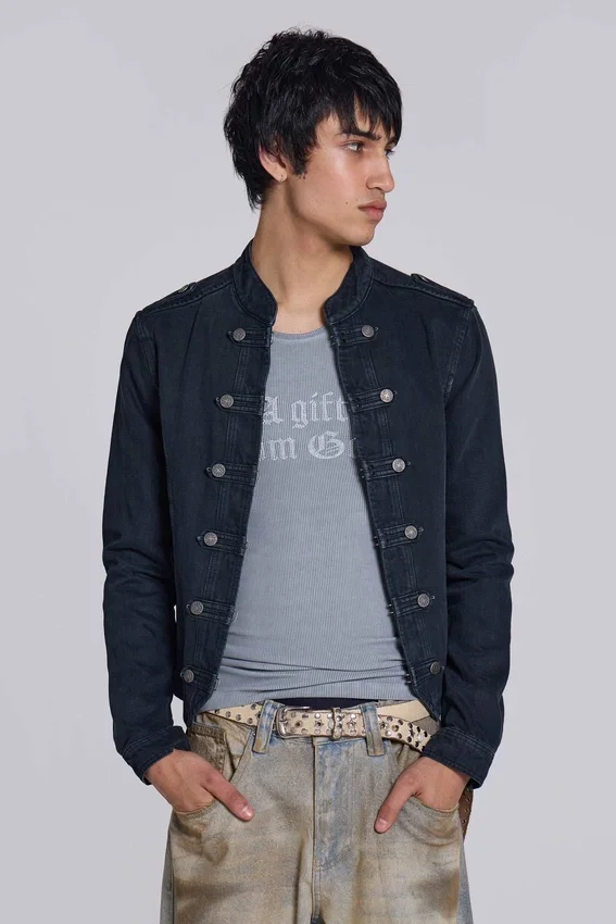 Chaqueta militar «Rebel» en negro lavado
