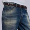 Cinturón de cuero marrón Saddle Skinny