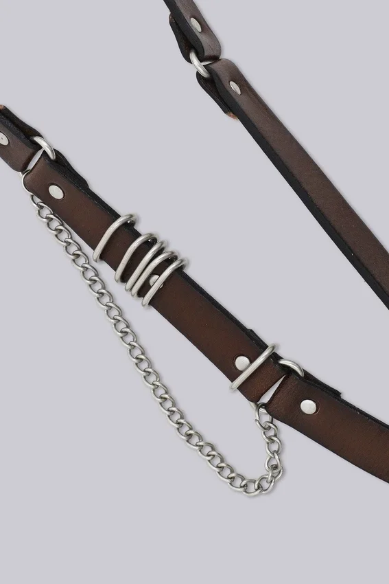 Cinturón de cuero marrón Saddle Skinny