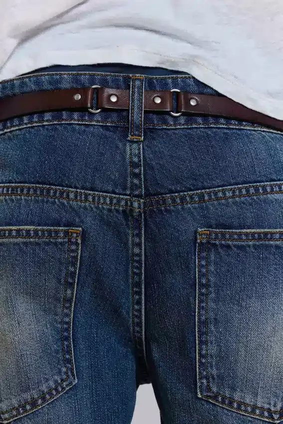 Cinturón de cuero marrón Saddle Skinny