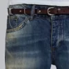 Cinturón de cuero marrón Saddle Skinny