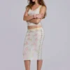 Falda midi de encaje con tachuelas «Fioretta»