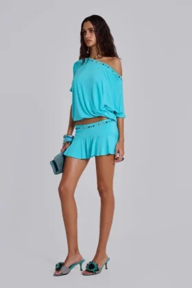 Minifalda-pantalón con tachuelas de Azurae