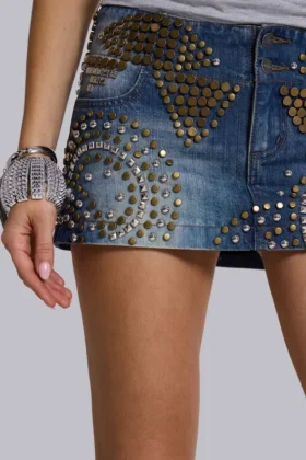 Minifalda vaquera con tachuelas Hena