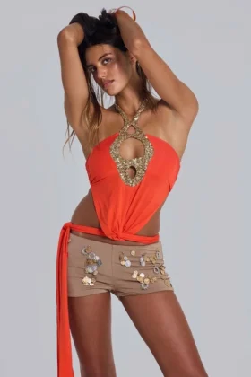 Top halter con lentejuelas de Areca