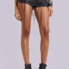 Minishorts de imitación de piel «Vaca Whipstitch» en negro