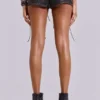 Minishorts de imitación de piel «Vaca Whipstitch» en negro