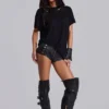 Minishorts «Rebel Military» de cuero sintético