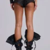 Minishorts «Rebel Military» de cuero sintético