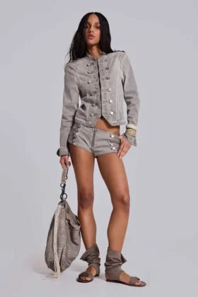 Minishorts «Rebel Military» en color arcilla
