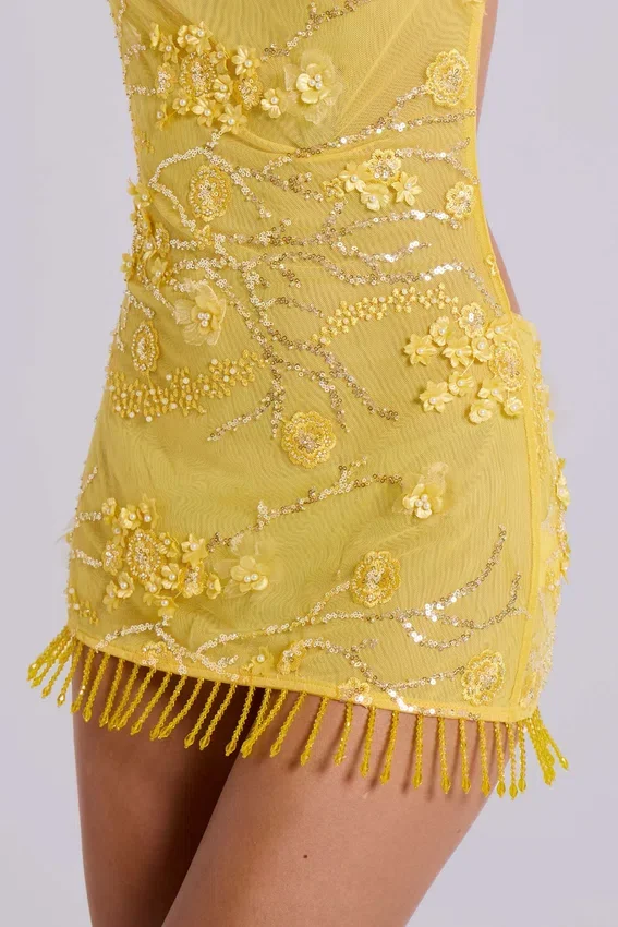 Minivestido adornado «Ellora» en color solar