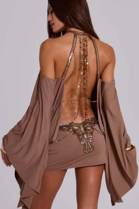 Minivestido «Alula» con adornos de mariposas