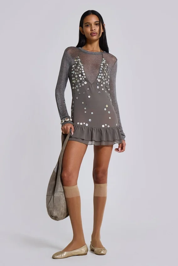 Minivestido «Button Me Up» en gris