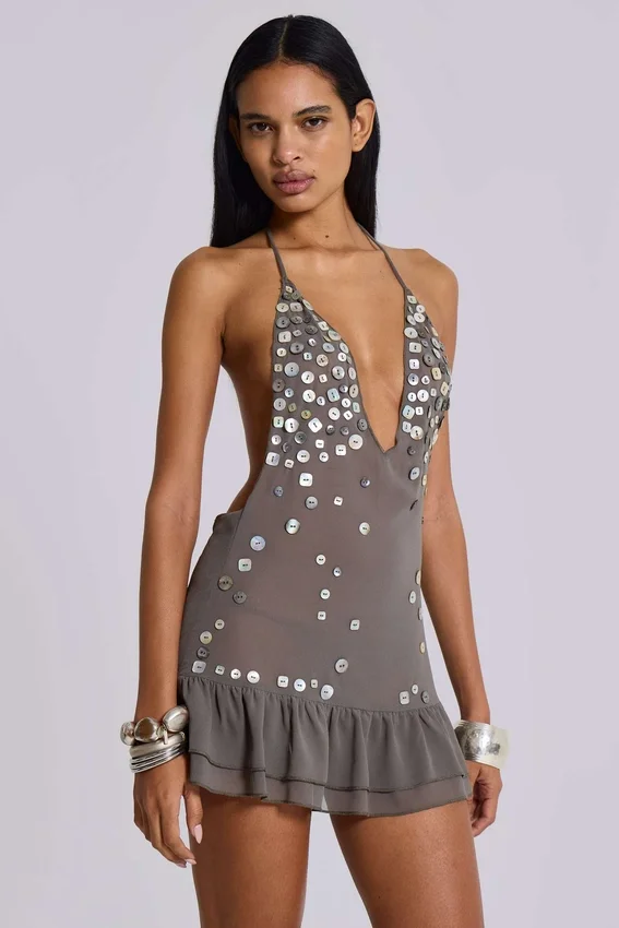 Minivestido «Button Me Up» en gris